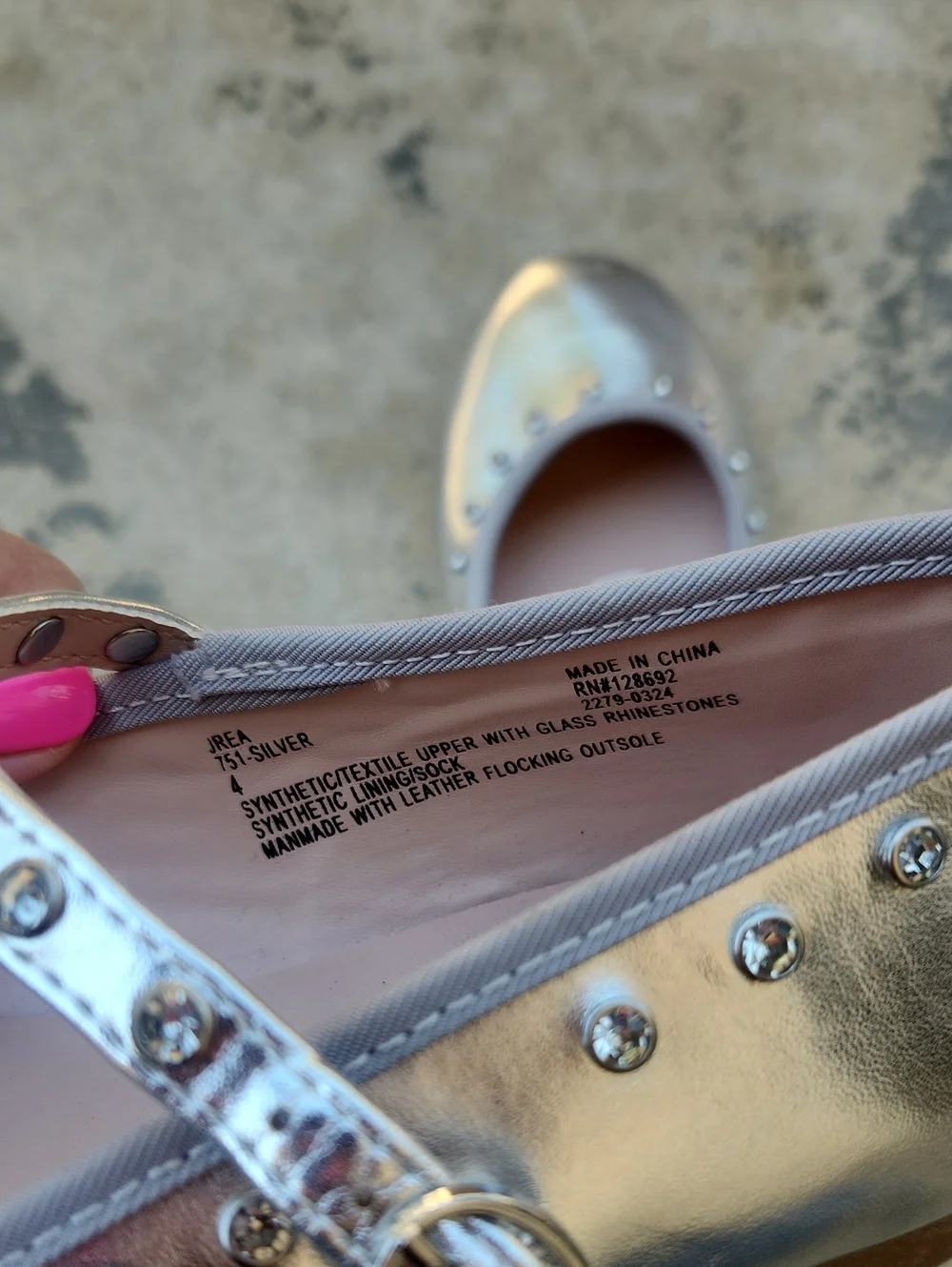 Steve Madden Silver Metallic Studded Mary Jane Ballet Flats Size 4